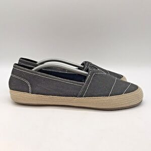 Maui Island Women's 8.5M Gray Canvas Slip On Tiki Shoes Espadrille Comfort Flats